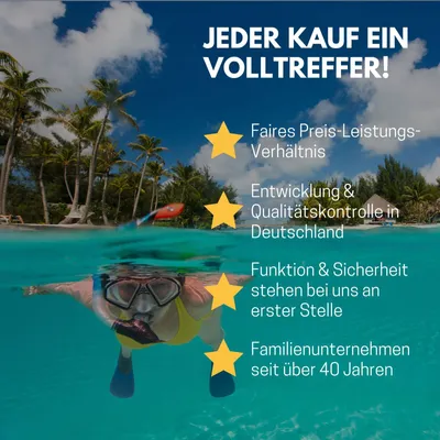Produktbild von Best Sporting Tauchmaske Piranha I Kinder Schwimmbrille mit extra großes Sichtfeld I Kleine Tauchbrille mit Kopfband, bis zu 44 cm verstellbar I Salzwasserresistentes Kopfband