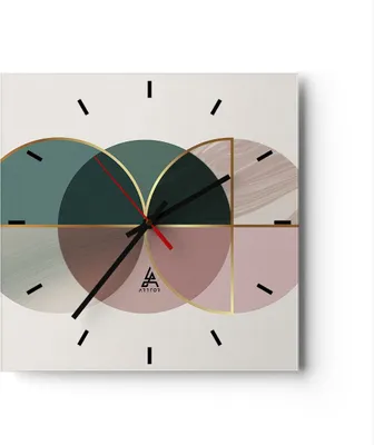 Produktbild von Wanduhr - Quadrat - Glasuhr - Abstraktion Räder Minimalismus - 40x40cm - Schleichendes Uhrwerk - Lautlos - zum Aufhängen bereit - Dekoration Modern - Wanddekoration aus Glas - C3AC40x40-4399