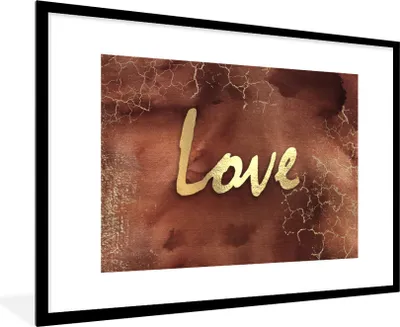 Produktbild von MuchoWow® Gerahmtes Poster Zitat - Liebe - Braun - Gold 90x60 cm - Poster mit Schwarzem Bilderrahmen Wandposter Rahmen Foto Bilder - Wanddekoration - Fotos