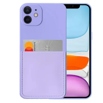 Obrázok produktu pre Silikónové puzdro Smartphonica na iPhone 11 s držiakom na karty a mäkkým vnútrom - fialové