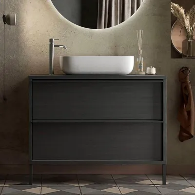 Immagine prodotto di Mobile bagno 2 cassetti Adam105 colore nero frassinato 105x43x78H