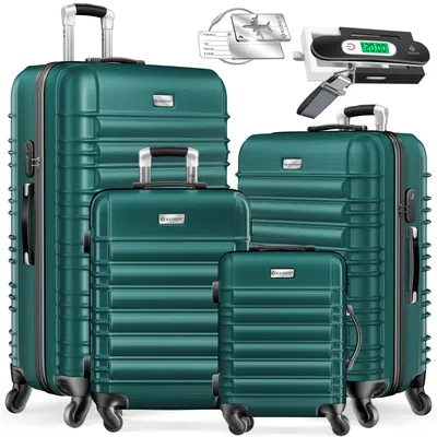 Produktbild von KESSER® 4tlg. Hartschalenkofferset Hartschalenkoffer Reisekoffer Set Reisekofferset Trolley Koffer Inkl. Kofferwaage + Gepäckanhänger Rollkoffer Schloss 4 Rollen ABS-Hartschale Teleskopgriff S-M-L-XL