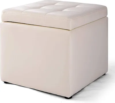 Produktbild von GOPLUS Sitzhocker mit Stauraum, Aufbewahrungshocker mit Deckel, Sitzwürfel, Aufbewahrungsbox aus Holz, Polsterhocker 40x40x40cm, bis zu 300kg, Weiß