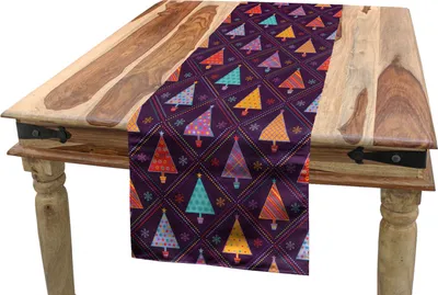 Produktbild von ABAKUHAUS Weihnachten Tischläufer, Baum Rhombus, Esszimmer Küche Rechteckiger Dekorativer Tischläufer, 40 x 180 cm, Mehrfarbig