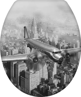 Produktbild von WENKO WC SITZ OLD TIME PLANE Absenkautomatik Toiletten Deckel Brillen Flugzeug