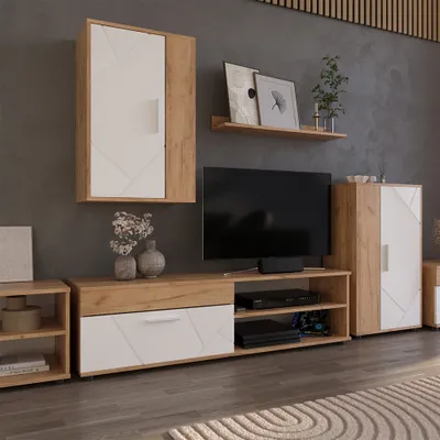Produktbild von Vicco Lowboard & Regal Berno, mit 1 Klappe, Goldkraft Eiche/Weiß