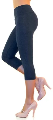 Produktbild von Damen Capri 3/4 Leggings Baumwolle hoher Bund JEANS L