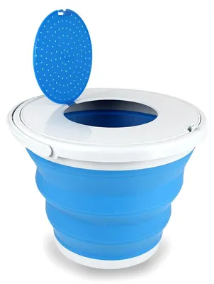 Zusammenklappbarer Eimer mit Deckel, 5 l, blau, tragbar