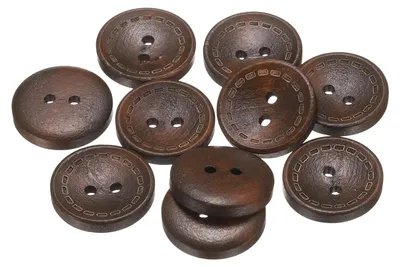 Holzknöpfe 20 mm, 10 Stück, mittelbraun, 2 Löcher