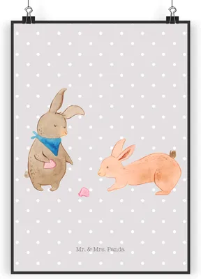 Produktbild von Mr. & Mrs. Panda Bild Hasen Muschel DIN A5 - Grau Pastell - Geschenk, Muscheln, Urlaub, drucke, Freundin, Meer, kunstdruck poster, Muttertag, Strand, Ferien, wanddeko