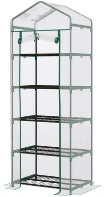 Produktbild von Outsunny Foliengewächshaus Mini-Gewächshaus mit 5 Regale Transparent Kunststoff