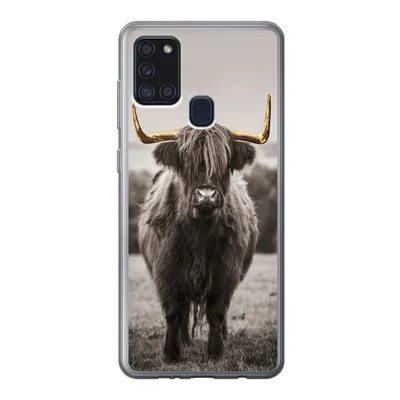 Produktbild von MuchoWow® Handyhülle Schutzhülle Hülle für Samsung Galaxy A21s Schottischer Highlander - Gold - Hörner Silikon Softcase Handy Hülle - Hartschale
