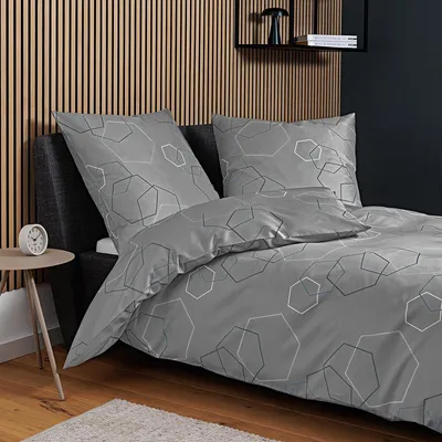 Produktbild von Janine Mako-Satin Bettwäsche J.D. 87114 grau 155x220 cm + 80x80 cm