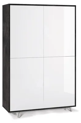 Immagine prodotto di Mobile Multiuso 4 Ante 107x169x41 cm Ossido Nero/Bianco Lucido