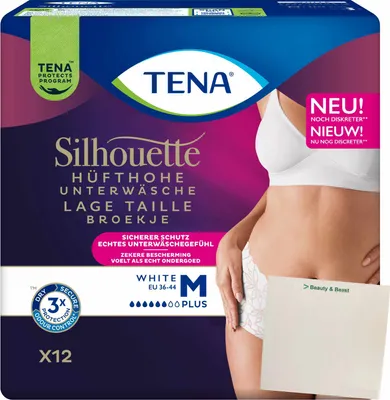 Produktbild von Tena Silhouette Hüfthohe Unterwäsche Gr. M (12Stk Packung) + usy Block