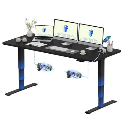 Produktbild von FLEXISPOT E5 Plus Höhenverstellbarer Schreibtisch 180x80cm, Doppelmotor, 25MM EINTEILIGE TISCHPLATTE, USB-Anschluss, 120KG Tragkraft, Schwarz