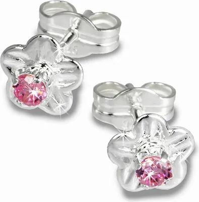 Produktbild von SilberDream Ohrstecker Damen Silber rosa Blume Zirkonia Ohrringe 6mm SDO543A