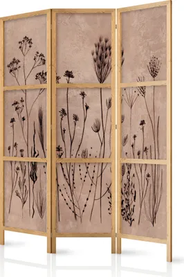 Zdjęcie produktu dla Parawan japoński Kwiaty 135x172 cm 3-częściowy beżowy