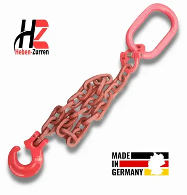 Produktbild von Forstkette GK8 mit Schlinghaken – 8 mm – 4m – EN 818-2 – Zugkraft 4000 daN – rot vierkant