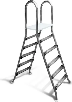 Produktbild von Poolleiter Classic 150/150 cm I 2 x 5-stufig I V2A Edelstahl Leiter Treppe
