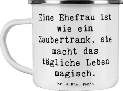 Produktbild von Mr. & Mrs. Panda Pott Spruch Magische Ehefrau - Weiß - Geschenk, Magie, Haferl, handgemacht, liebevolle Partnerin, Geburtstag, Familienmitglieder, Freude, Teetasse, für