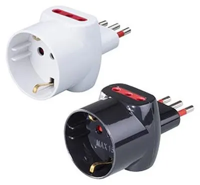 Obrázok produktu pre trojitý adaptér s ochrannou zástrčkou Schuko/bivalentnou 10 A Rosi 2p+t – zásuvky 10/16 A 2p+t, farba: biela