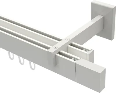 Produktbild von Interdeco Innenlaufstange / Gardinenstange mit Innenlauf Weiß, Typ Smartline Lox (Quader), 14x35 mm 2-läufig, 220 cm