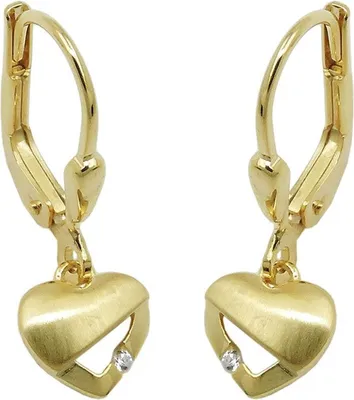 Obrázok produktu pre Náušnice Earbrisur Náušnice 21x7mm srdce matné lesklé so zirkónmi 9Kt GOLD