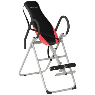 Produktbild von Inversionsgerät – Inversionstrainer – Faltbar – Verstellbarer Knöchelriemen, rutschfester Sicherheitsgurt – 122 x 59 x 130 cm – Schwarz + Rot