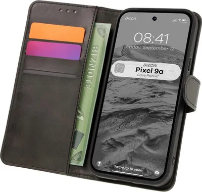 Produktbild von Bizon Case Pocket Flip Case für Google Pixel 9a, Schwarz