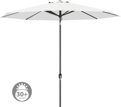 Produktbild von Sonnenschirm 3,5m rund weiß Garten Balkon knickbar mit Kurbel UV-Schutz Gestell anthrazit paramondo interpara