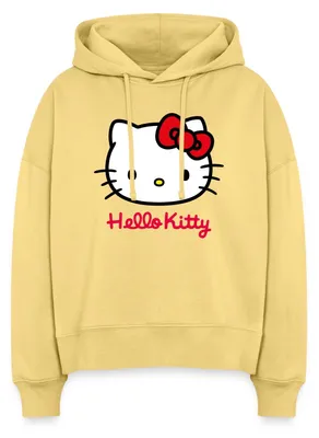 Produktbild von Spreadshirt Hello Kitty Klassisch Mit Schriftzug Frauen Boxy Organic Hoodie, XXL, Hellgelb