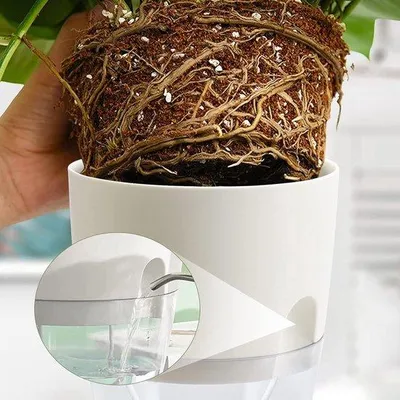 Image de Lot de 3 pots d'herbes aromatiques pour la cuisine, à arrosage automatique, pots modernes avec système d'arrosage, jardin d'herbes aromatiques pour la cuisine, 18,2 x 11 x 15,3 cm, blanc