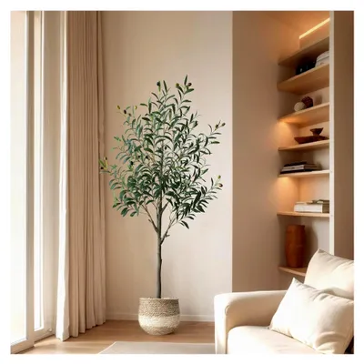Produktbild von Künstlicher Olivenbaum 150 cm, Kunstpflanzen für Wohnzimmer, Büro und Balkon