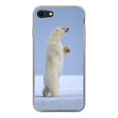 Produktbild von MuchoWow® Handyhülle Schutzhülle Hülle für iPhone SE 2022 Eisbär - Lustig - Schnee - Kinder - Jungen - Mädchen - Kind Silikon Softcase Handy Hülle - Schutzhülle