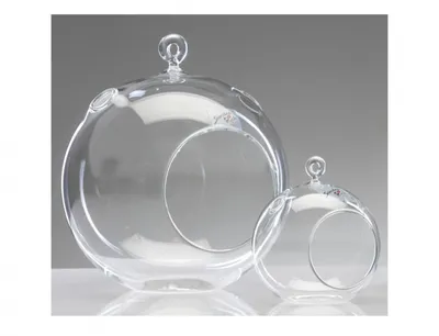 Image de Vase BALL avec charnière+2 trous verre 17x18x20cm