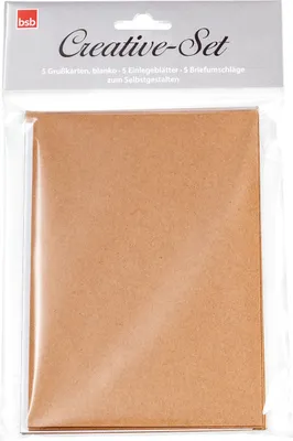 Produktbild von Ohne Text - 5 naturfarbene Bastelkarten Blankodoppelkarten mit 5