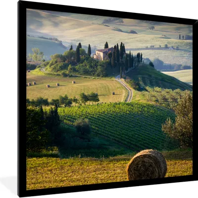 Produktbild von MuchoWow® Gerahmtes Poster Toskana - Landschaft - Grün 40x40 cm - Poster mit Schwarzem Bilderrahmen Wandposter Rahmen Foto Bilder - Mit Rahmen - Wanddekoration Schlafzimmer