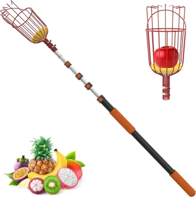 Produktbild von Obstpflücker LAANPOLE 3,6 m Obstpflücker mit Teleskopstiel, professioneller Apfelpflücker, teleskopierbar für hohe Bäume, geeignet für Äpfel, Zitrusfr