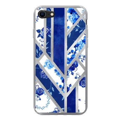 Produktbild von MuchoWow® Handyhülle Schutzhülle Hülle für iPhone SE 2022 Delfter Blau - Design - Luxus Silikon Softcase Handy Hülle - Schutzhülle