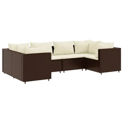 Produktbild von 6-tlg. Garten-Lounge-Set mit Kissen Braun Poly Rattan