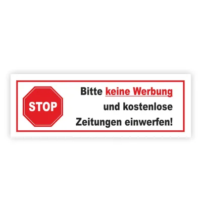 Produktbild von Aufkleber Stop Bitte keine Werbung und e Zeitung einwerfen! I hin_469 10 x 3,5 cm