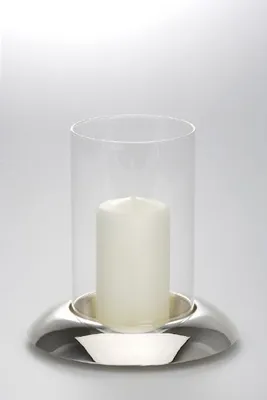 Produktbild von Tischwindlicht versilbert und anlaufgeschützt mit Klarglas (H 18 x D 17 cm), hochwertiges Qualitäts Windlicht