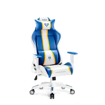 A gaming chair is shown against a white background.