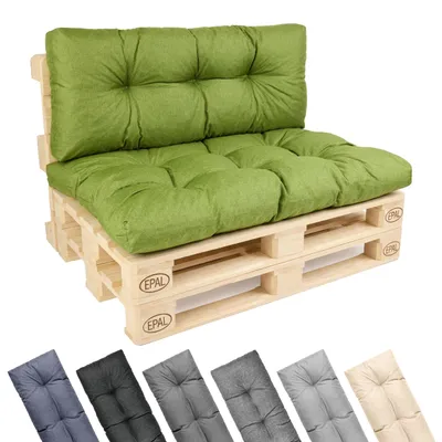 Produktbild von Garronda Palettenkissen Set 2-teilig wasserabweisend UV- & Wasserfest Palettensofa GD-0252 Grün
