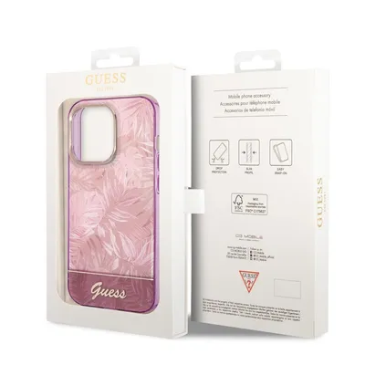 Zdjęcie produktu dla Guess, etui ochronne Jungle Apple iPhone 14 Pro, różowe