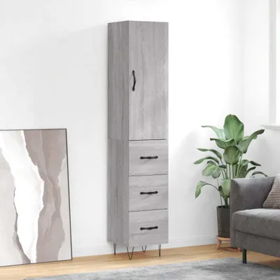 Obrázok produktu pre vidaXL Highboard Grey Sonoma 34,5x34x180 cm odvodený výrobok z dreva