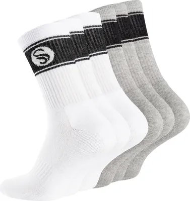 Produktbild von Stark Soul® 6 Paar Sportsocken im RETRO Design - Frotteesohle 39-42 Grau / Weiss