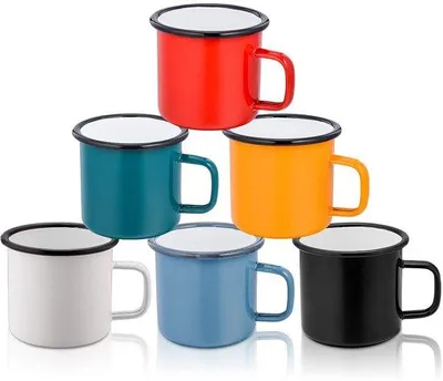 Immagine prodotto di Set di tazze in Vetroceramica, 6 pezzi, 350 ml, colori: bianco/nero/blu/rosso/giallo/verde, tazze da viaggio, portatili e riciclabili
