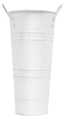 Imagen del producto de Jarrones de metal con diseño rústico, construcción duradera, color blanco
